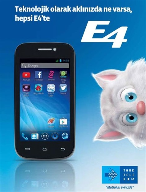 Türk Telekom E4 Android Akıllı Ev Telefonu Siyah